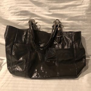 Authentic Coach gray patent leather handbag